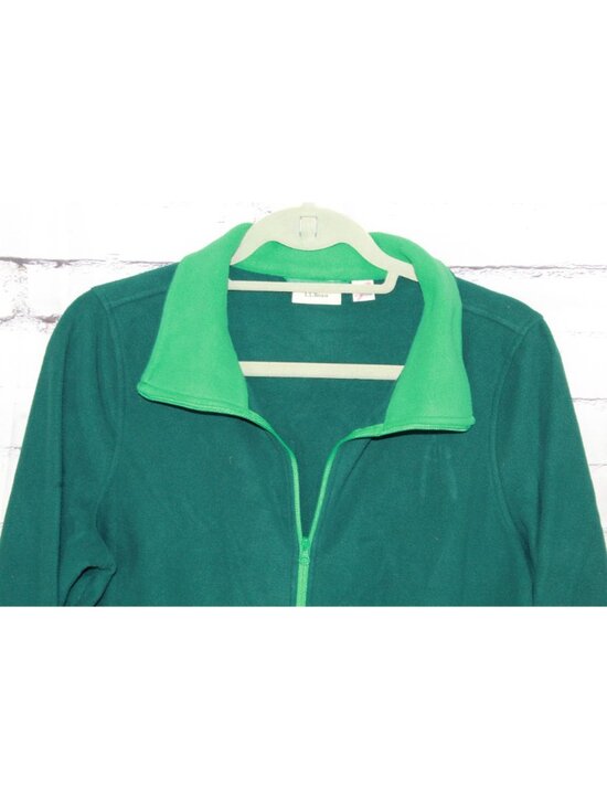 LL Bean Lightweight Soft Cozy Feather Fleece Full Zipper Green Size M - Picture 9 of 15